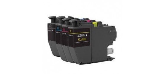 Complete set of 4 Brother LC-3017XL High Yield Compatible Inkjet Cartridges